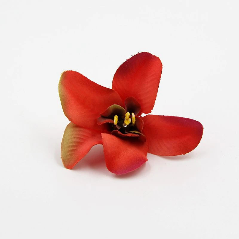 artificial orchid flower heads 7.5cm, silk decoration for home wedding, diy craft, 10/20/30pcs assorted colours, gift scrapbooking decorative floral design