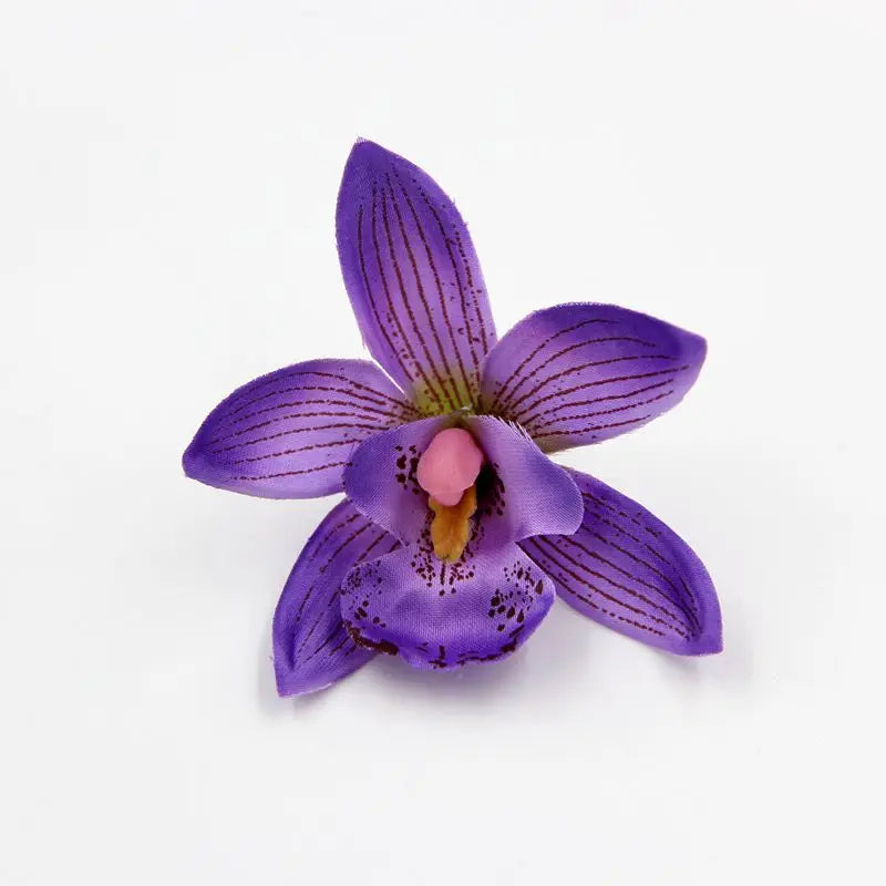 artificial orchid flower heads 7.5cm, silk decoration for home wedding, diy craft, 10/20/30pcs assorted colours, gift scrapbooking decorative floral design