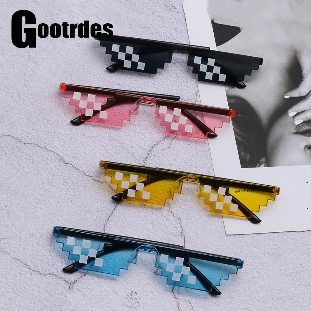 new design funny mosaic sunglasses thug life sun glasses pixel black retro gamer robot eyewear for birthday parties and cosplay favors