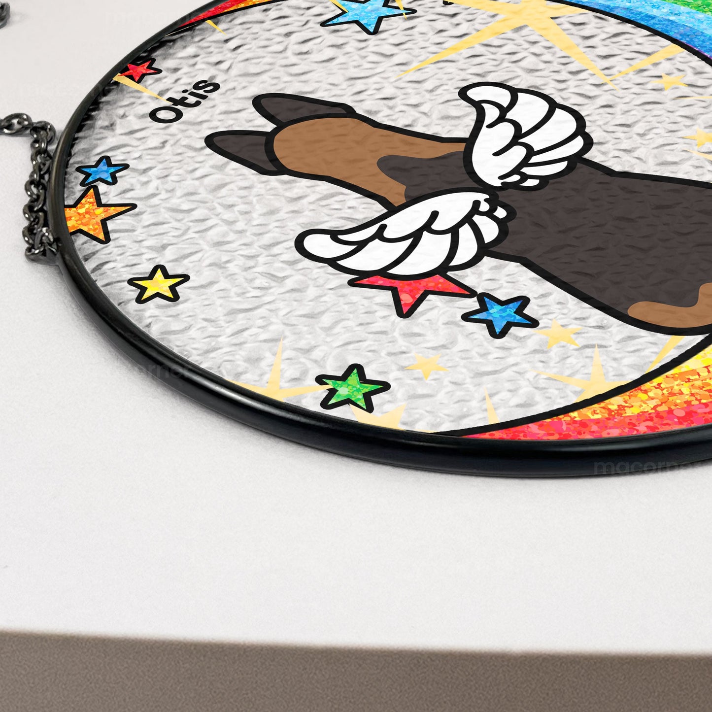 i crossed the rainbow bridge - stained glass suncatcher for pet memorial