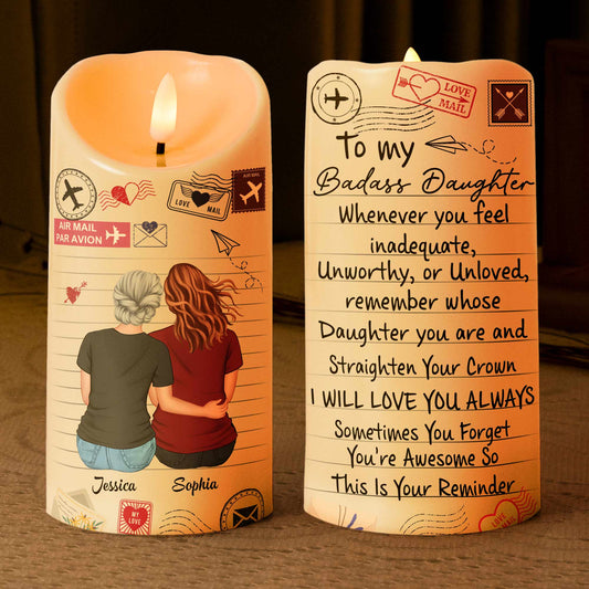 I'll Love You Always - Personalized LED Candle for Daughters, Flameless Flickering Light, Safe for Kids, 3x6 and 3x7.8 Inches, Perfect Gift for Birthdays and Special Occasions