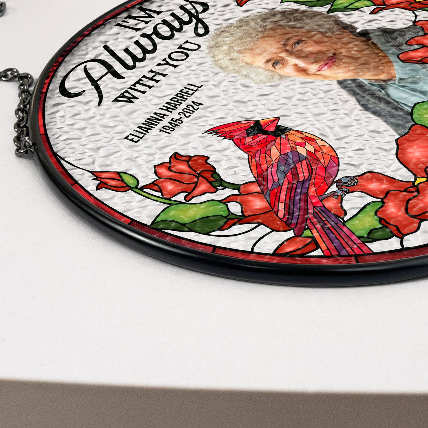 i'm always with you - personalized stained glass suncatcher for remembrance and comfort