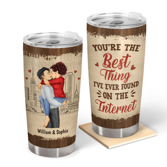 Kissing Couple Best Thing On The Internet - Gift For Couples Insulated Tumbler 20 Oz Coffee Mug with Lid for Hot and Cold Drinks