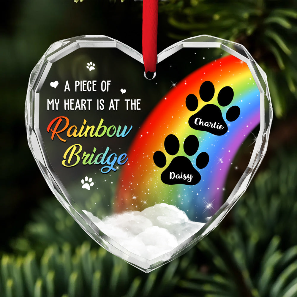 piece of dog mom heart - custom glass ornament for home decor