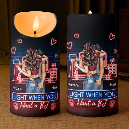 Light Me When You Want A - Personalized LED Candle for Couples, Romantic Gift, Flameless, Humorous Room Decor, Safe for Kids and Pets, 3 x 6 Inches