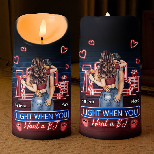 Light Me When You Want A - Personalized LED Candle for Couples, Romantic Gift, Flameless, Humorous Room Decor, Safe for Kids and Pets, 3 x 6 Inches