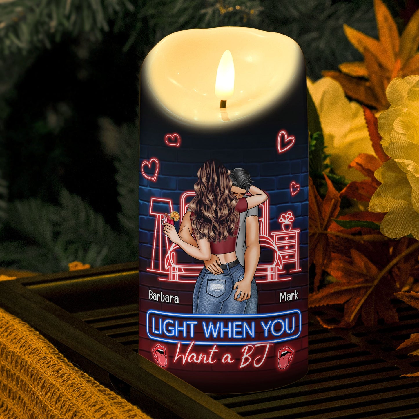 light me when you want a - personalized led candle for couples, romantic gift, flameless, humorous room decor, safe for kids and pets, 3 x 6 inches