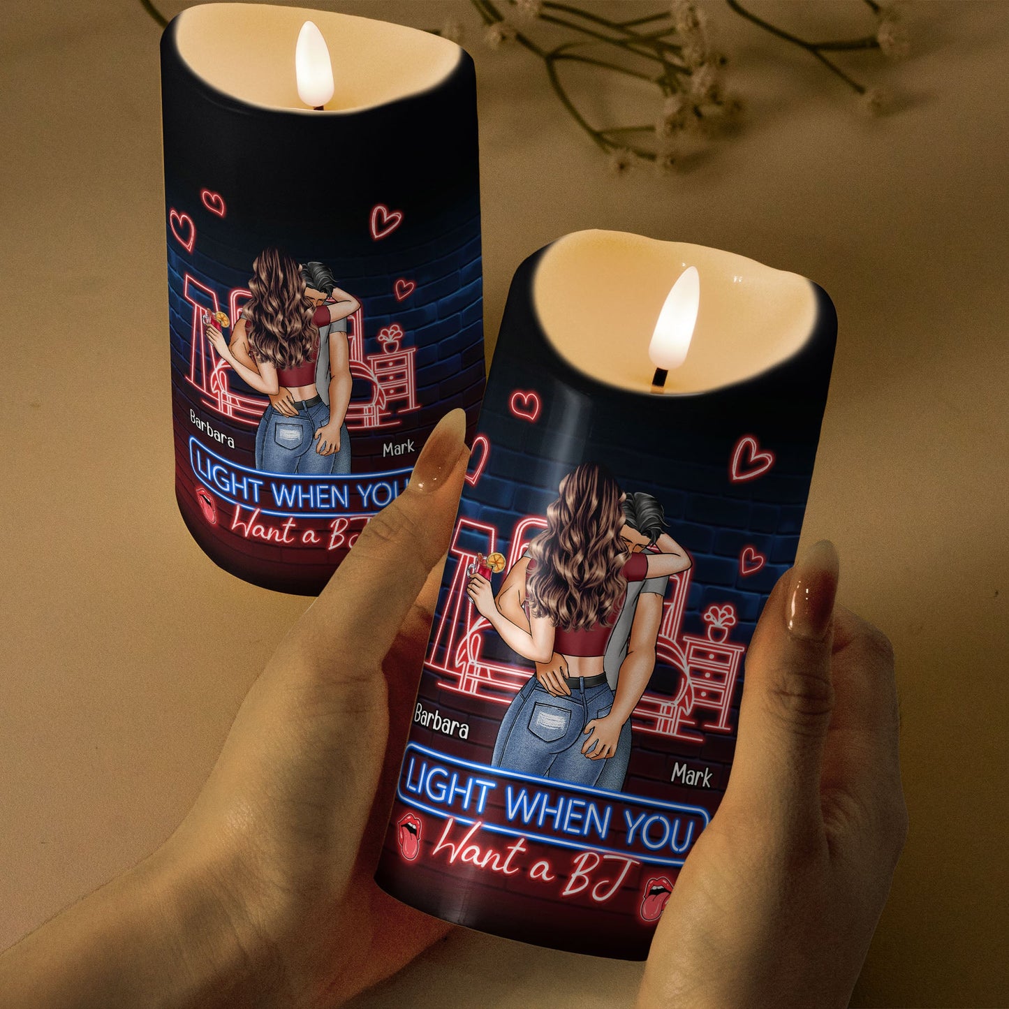 light me when you want a - personalized led candle for couples, romantic gift, flameless, humorous room decor, safe for kids and pets, 3 x 6 inches