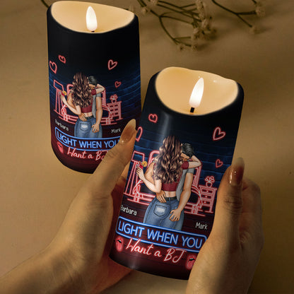 Light Me When You Want A - Personalized LED Candle for Couples, Romantic Gift, Flameless, Humorous Room Decor, Safe for Kids and Pets, 3 x 6 Inches