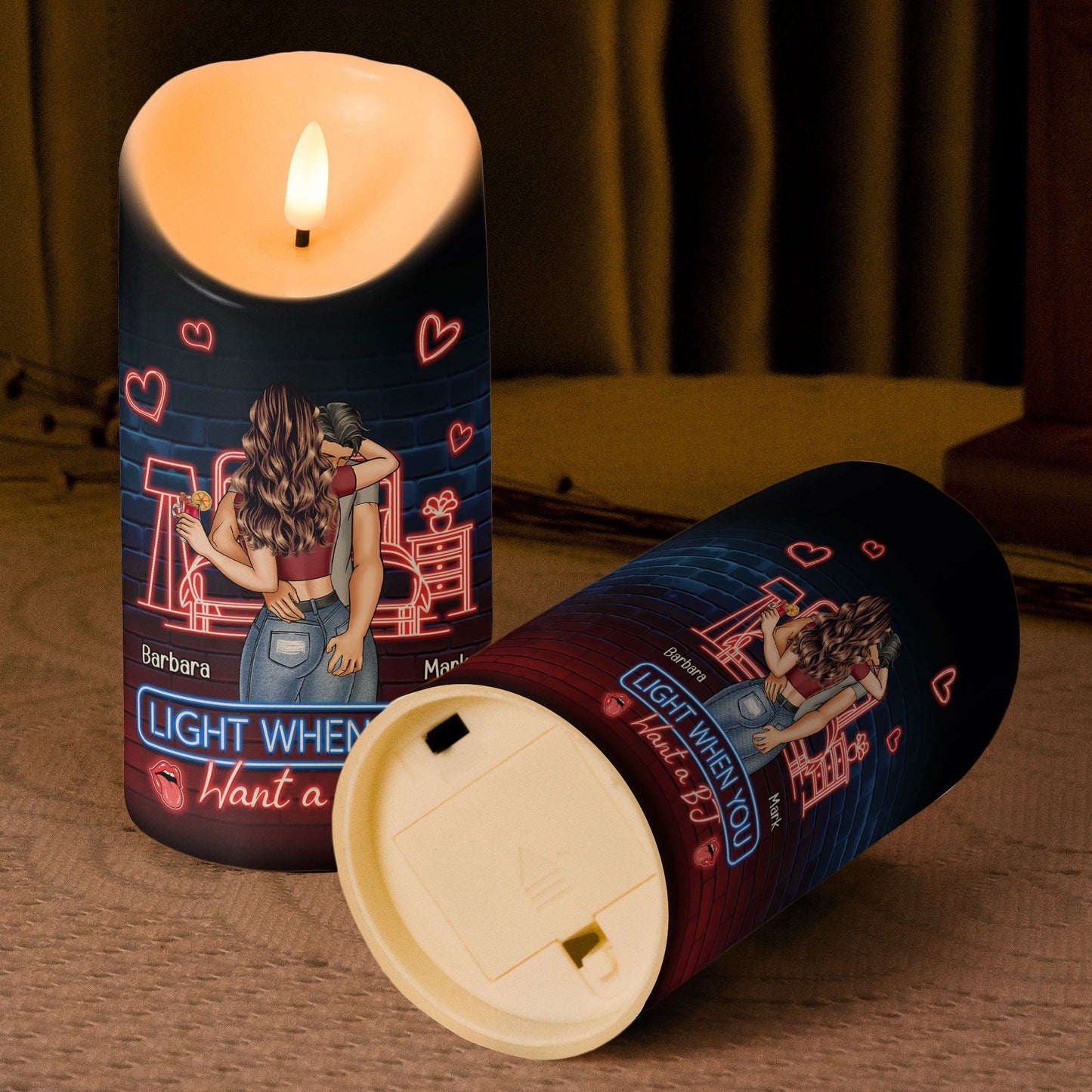 light me when you want a - personalized led candle for couples, romantic gift, flameless, humorous room decor, safe for kids and pets, 3 x 6 inches