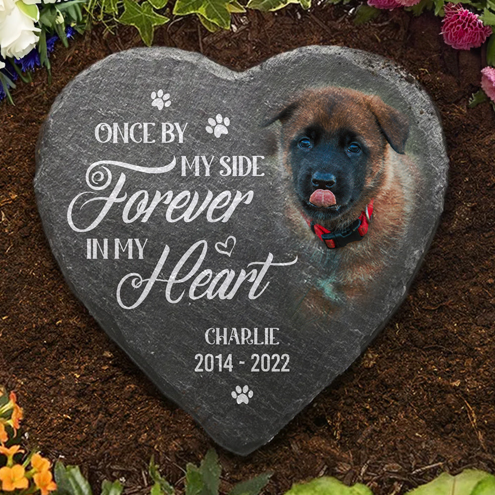 loss of dog - personalized custom pet memorial stone for garden or walkway, hard slate keepsake, 6x6 or 8x8 inch, water resistant print