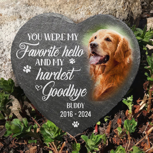 Loss Of Dog - Personalized Custom Pet Memorial Stone for Garden or Walkway, Hard Slate Keepsake, 6x6 or 8x8 Inch, Water Resistant Print