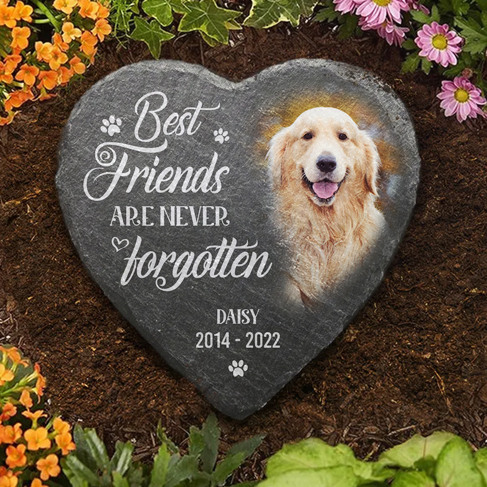 loss of dog - personalized custom pet memorial stone for garden or walkway, hard slate keepsake, 6x6 or 8x8 inch, water resistant print