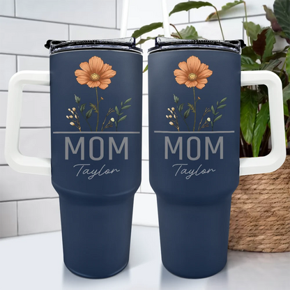 Nana Grandma Mom Birth Flowers - 40oz Tumbler With Straw, Insulated, Durable Stainless Steel, Ideal Gift For Women, Mother's Day, Anniversaries, Birthdays