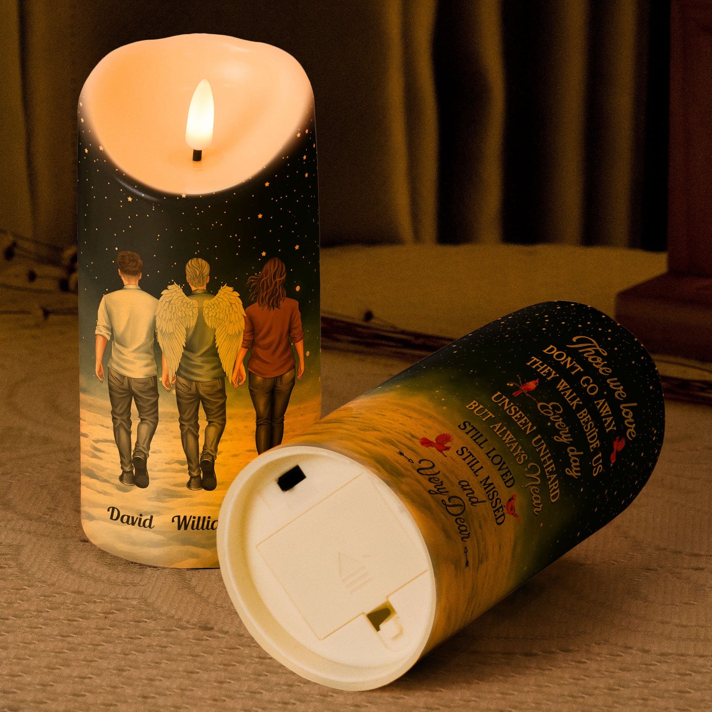 memorial candle those we love don't go away - led tribute candle for comfort and remembrance