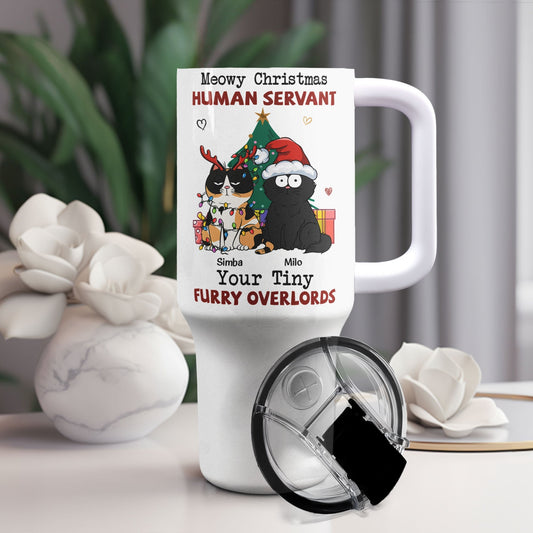 Personalized 40oz Tumbler With Straw - Meowy Christmas Gift For Cat Lovers