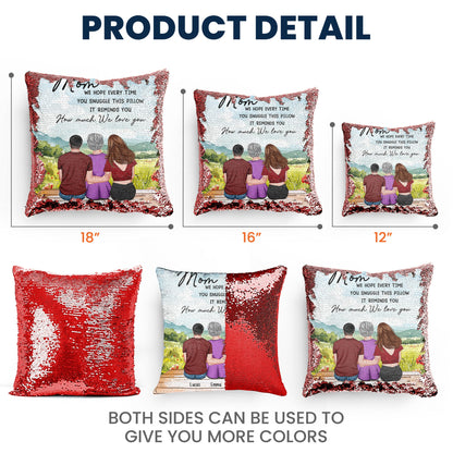 Mom Gift We Hope Every Time You Snuggle This Pillow - Sequin Cushion with Soft Plush Back, Personalised Decorative Pillow for Mother's Day, Home Decor, 3 Sizes Available
