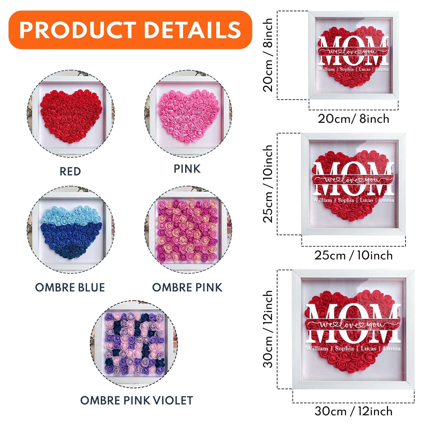 mom gift we love you - personalized flower shadow box