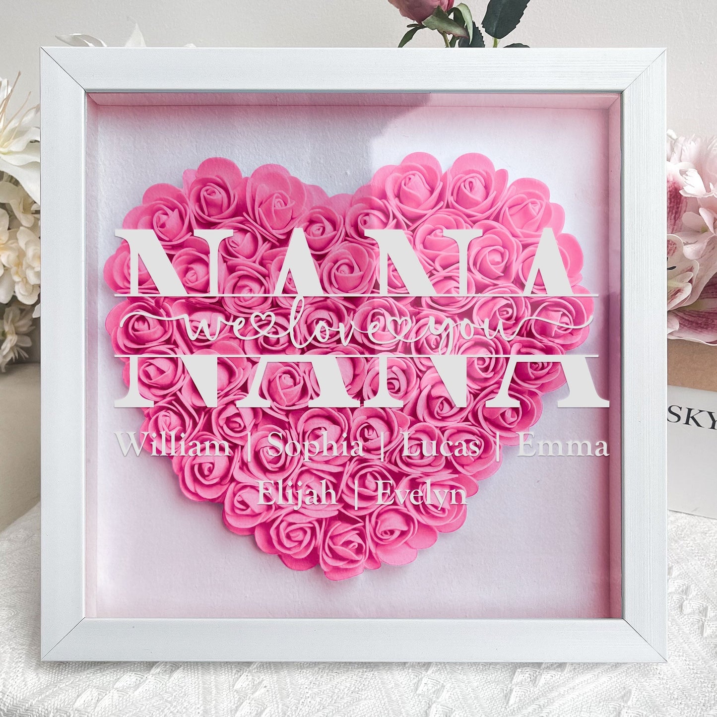 mom gift we love you - personalized flower shadow box