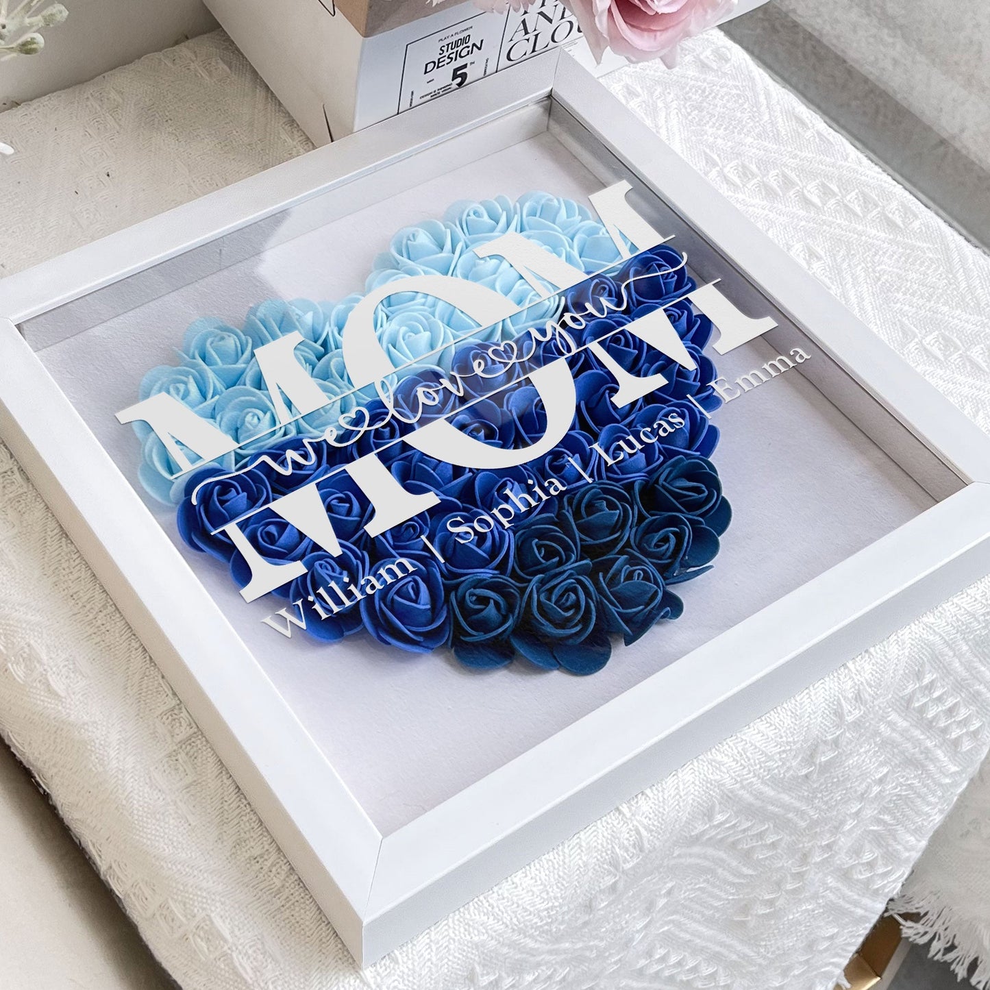 mom gift we love you - personalized flower shadow box