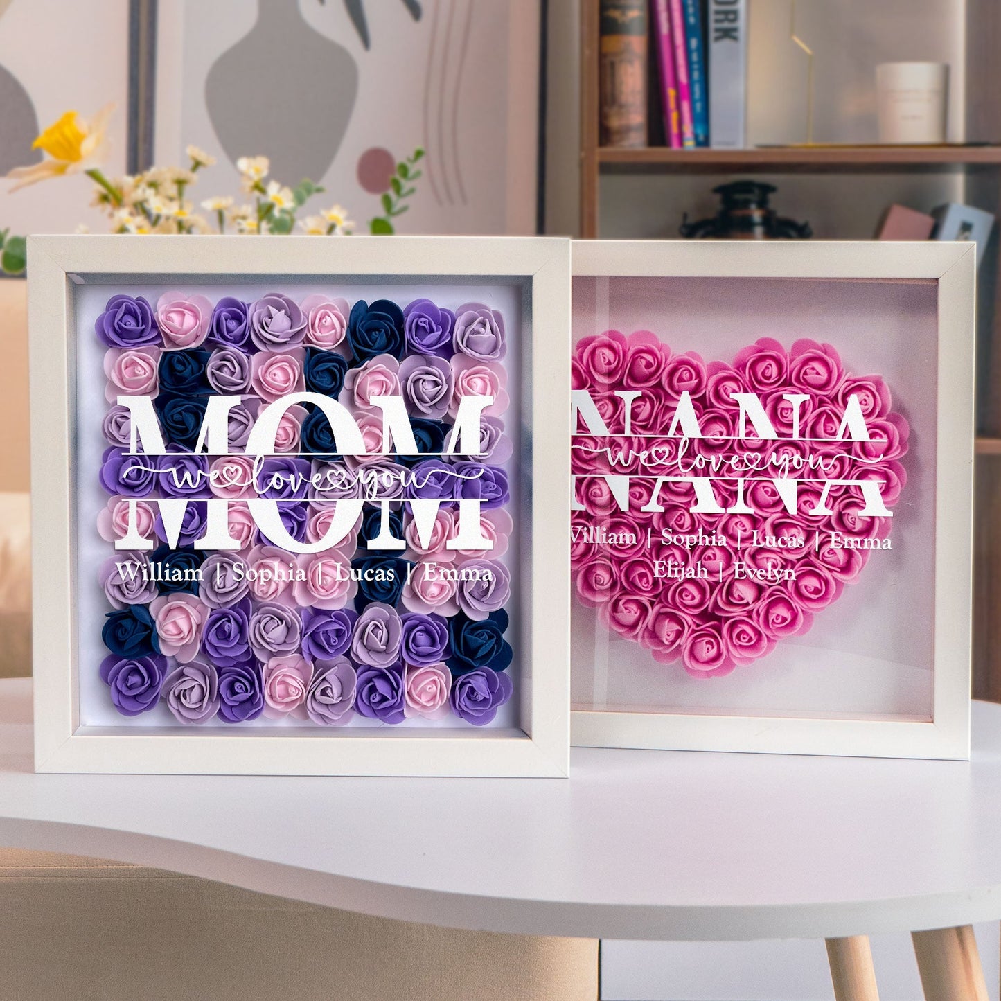 mom gift we love you - personalized flower shadow box
