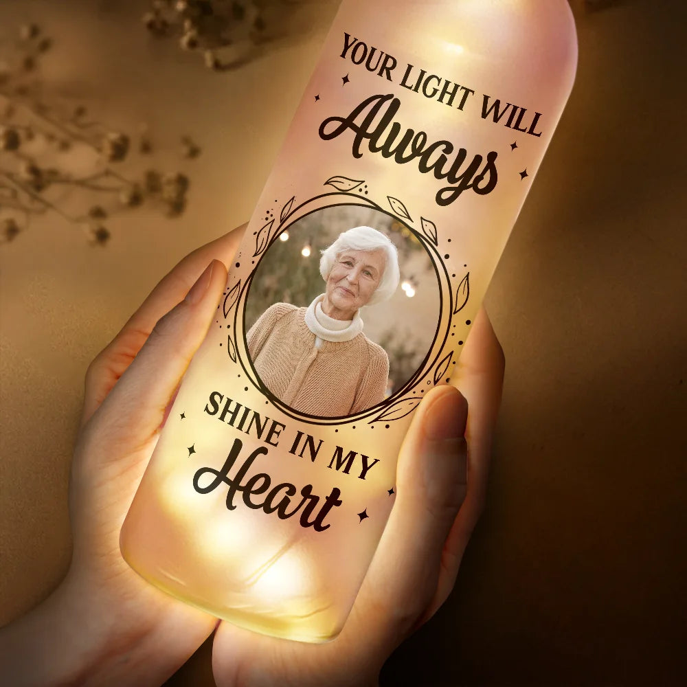 custom photo a star in the heavens - personalized memorial bottle light for sympathy and remembrance gifts