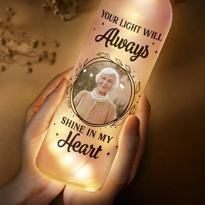 Custom Photo A Star In The Heavens - Personalized Memorial Bottle Light for Sympathy and Remembrance Gifts