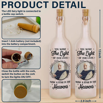 Custom Photo A Star In The Heavens - Personalized Memorial Bottle Light for Sympathy and Remembrance Gifts