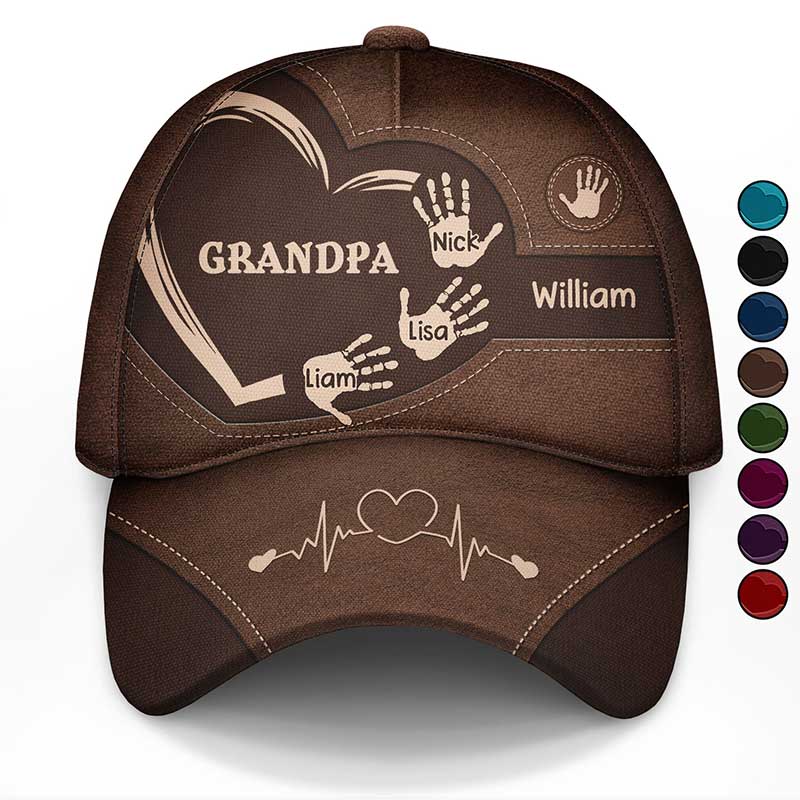 grandpa dad kids handprints - personalized classic cap for family bonding and special occasions