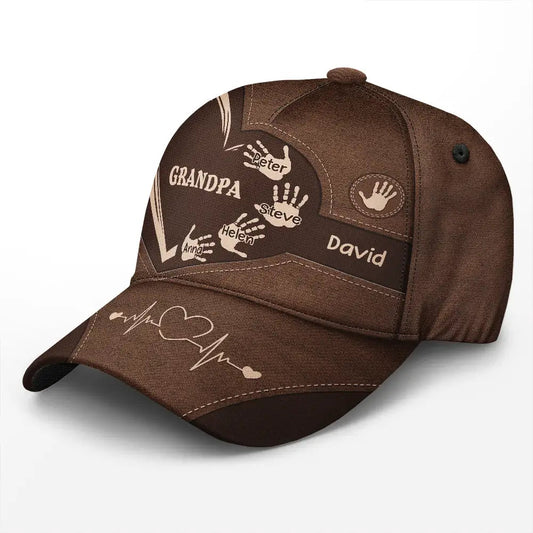 Grandpa Dad Kids Handprints - Personalized Classic Cap for Family Bonding and Special Occasions