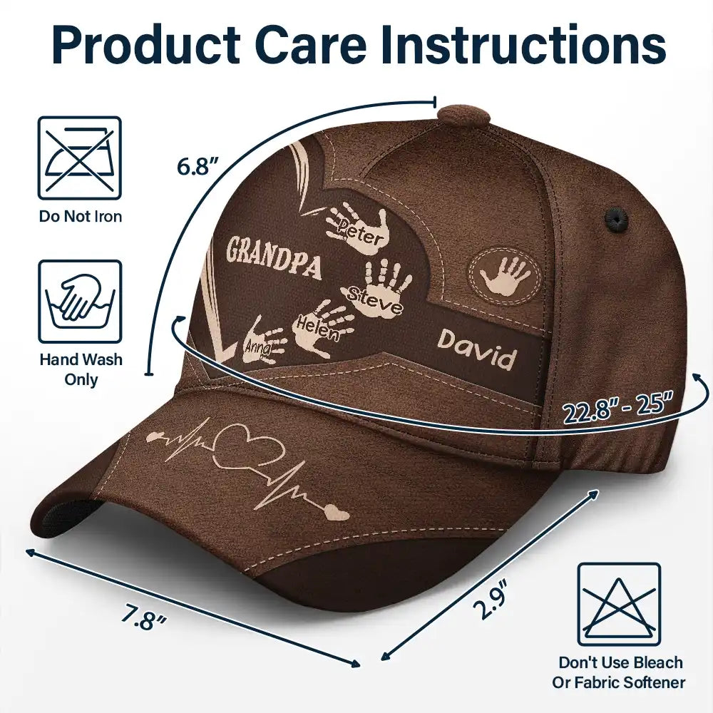 grandpa dad kids handprints - personalized classic cap for family bonding and special occasions