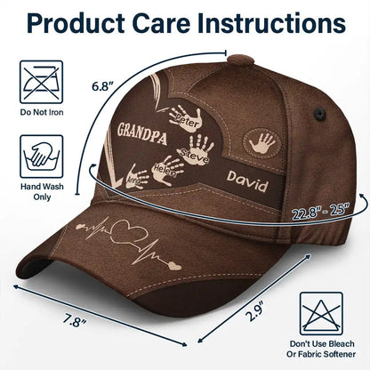 Grandpa Dad Kids Handprints - Personalized Classic Cap for Family Bonding and Special Occasions