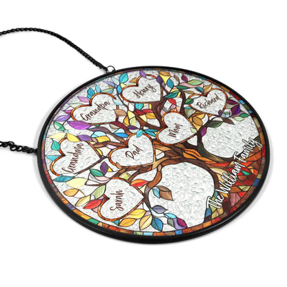 Family Unbreakable Bond Tree Of Life Stained Glass Window Hanging Suncatcher for Home Decor, Perfect Gift for Family, Parents and Loved Ones