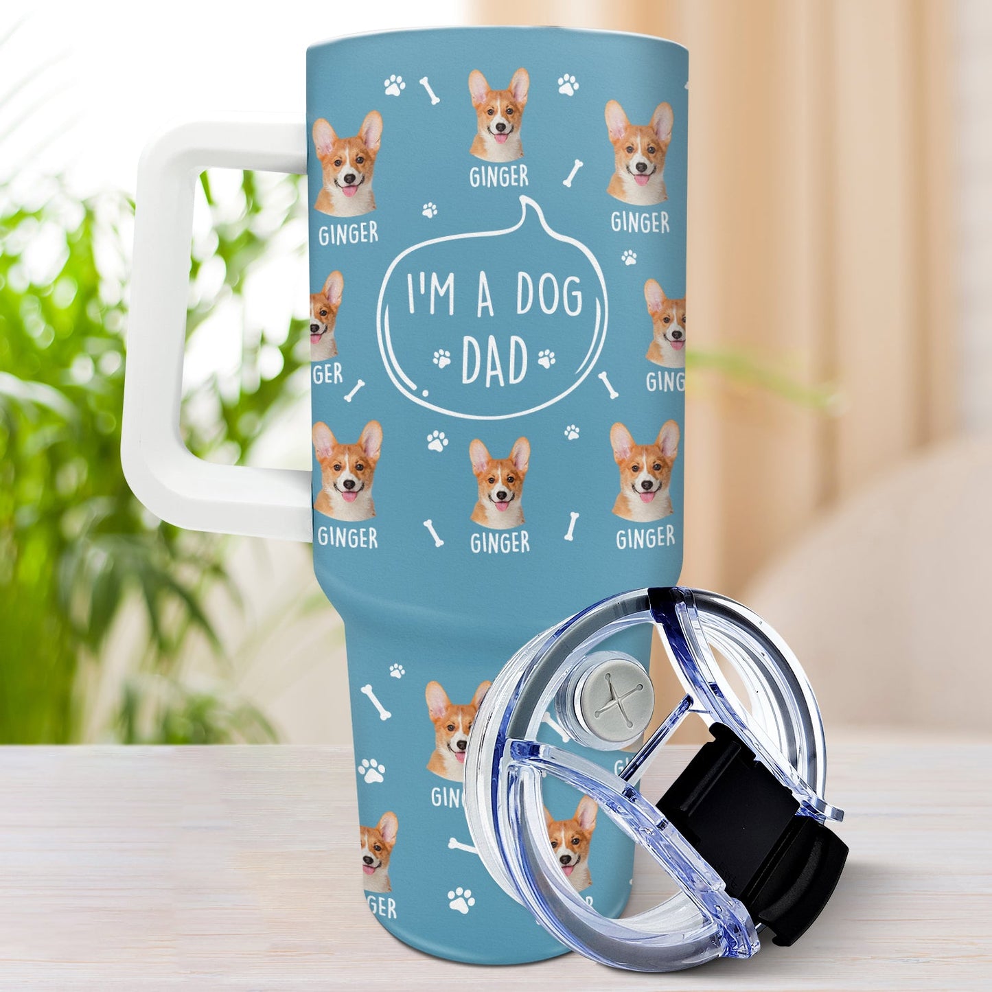 custom photo i'm a dog person tumbler - gift for dog mom, dog dad, dog lovers - 40oz insulated travel mug with straw