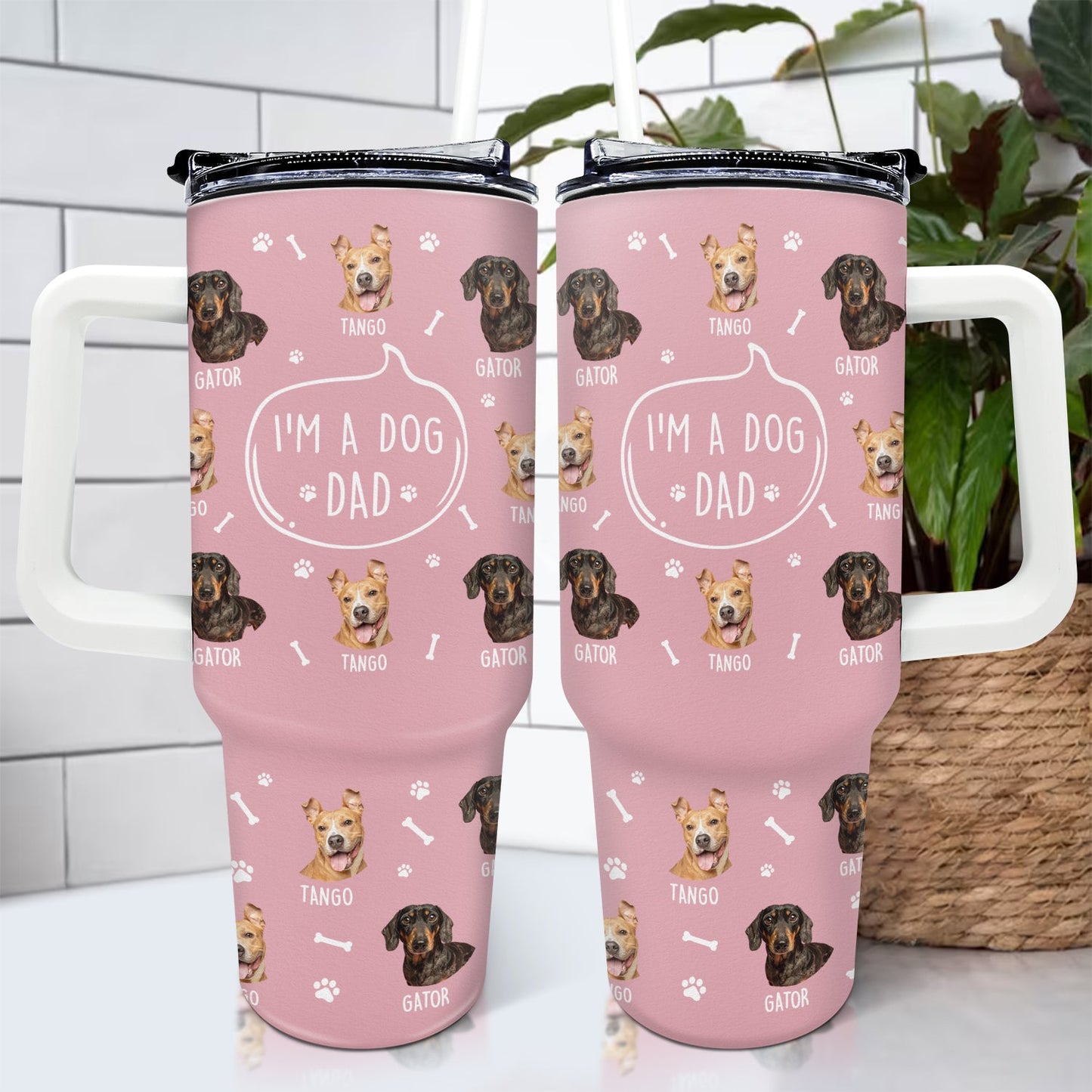 custom photo i'm a dog person tumbler - gift for dog mom, dog dad, dog lovers - 40oz insulated travel mug with straw