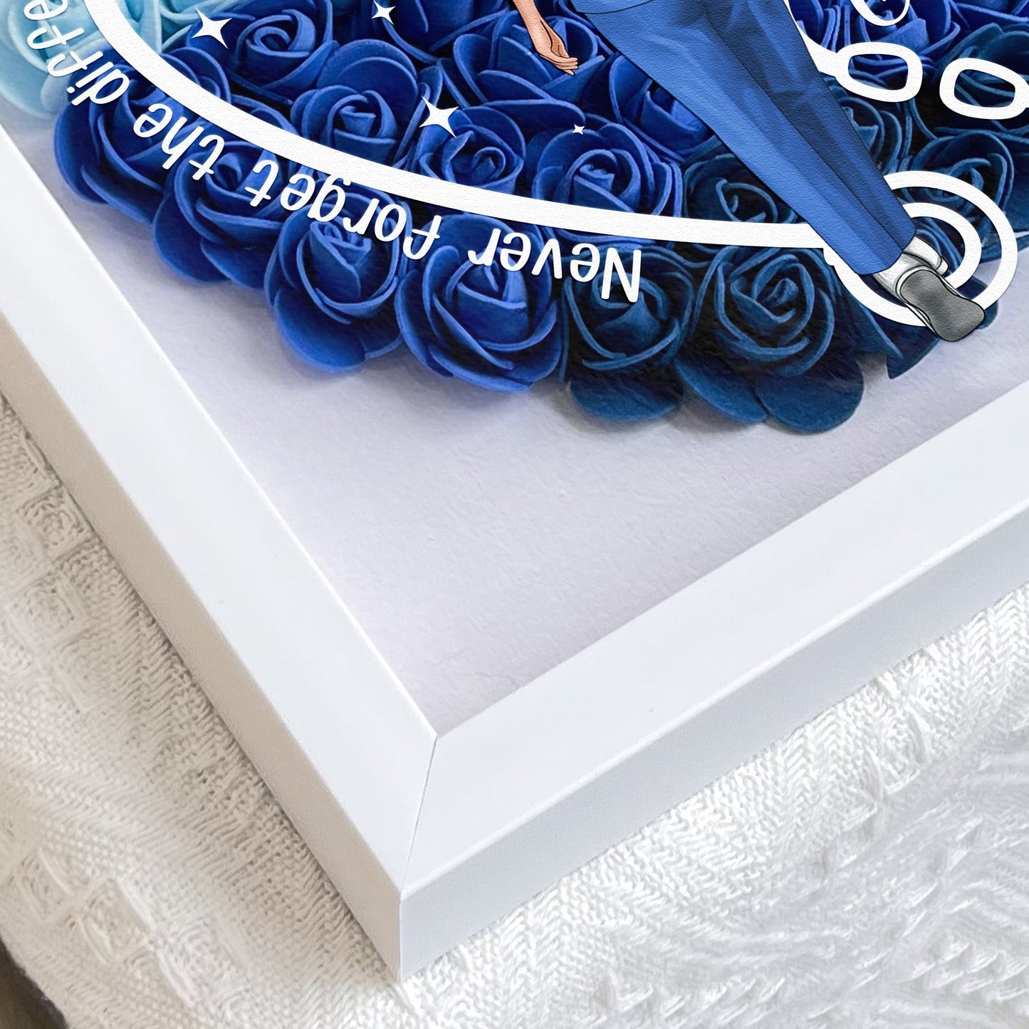 never forget the difference you've made - flower shadow box for nurses and doctors, heart-shaped keepsake display with pe foam flowers, eco-friendly mdf frame