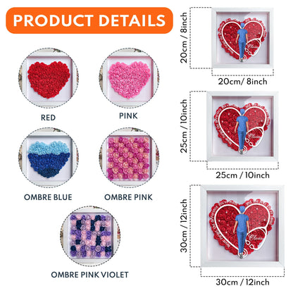 Never Forget The Difference You've Made - Flower Shadow Box for Nurses and Doctors, Heart-Shaped Keepsake Display with PE Foam Flowers, Eco-friendly MDF Frame