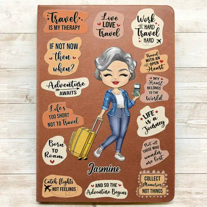 Personalized Leather Journal - Life Is A Journey Travel Lovers Gift for Adventure Seekers, Travel Enthusiasts, A5 Size, PU Leather, 98 Pages for Writing and Sketching