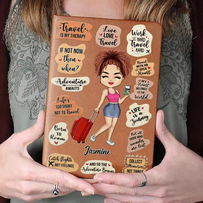 Personalized Leather Journal - Life Is A Journey Travel Lovers Gift for Adventure Seekers, Travel Enthusiasts, A5 Size, PU Leather, 98 Pages for Writing and Sketching