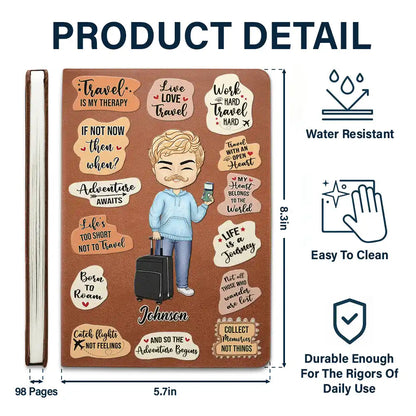 Personalized Leather Journal - Life Is A Journey Travel Lovers Gift for Adventure Seekers, Travel Enthusiasts, A5 Size, PU Leather, 98 Pages for Writing and Sketching