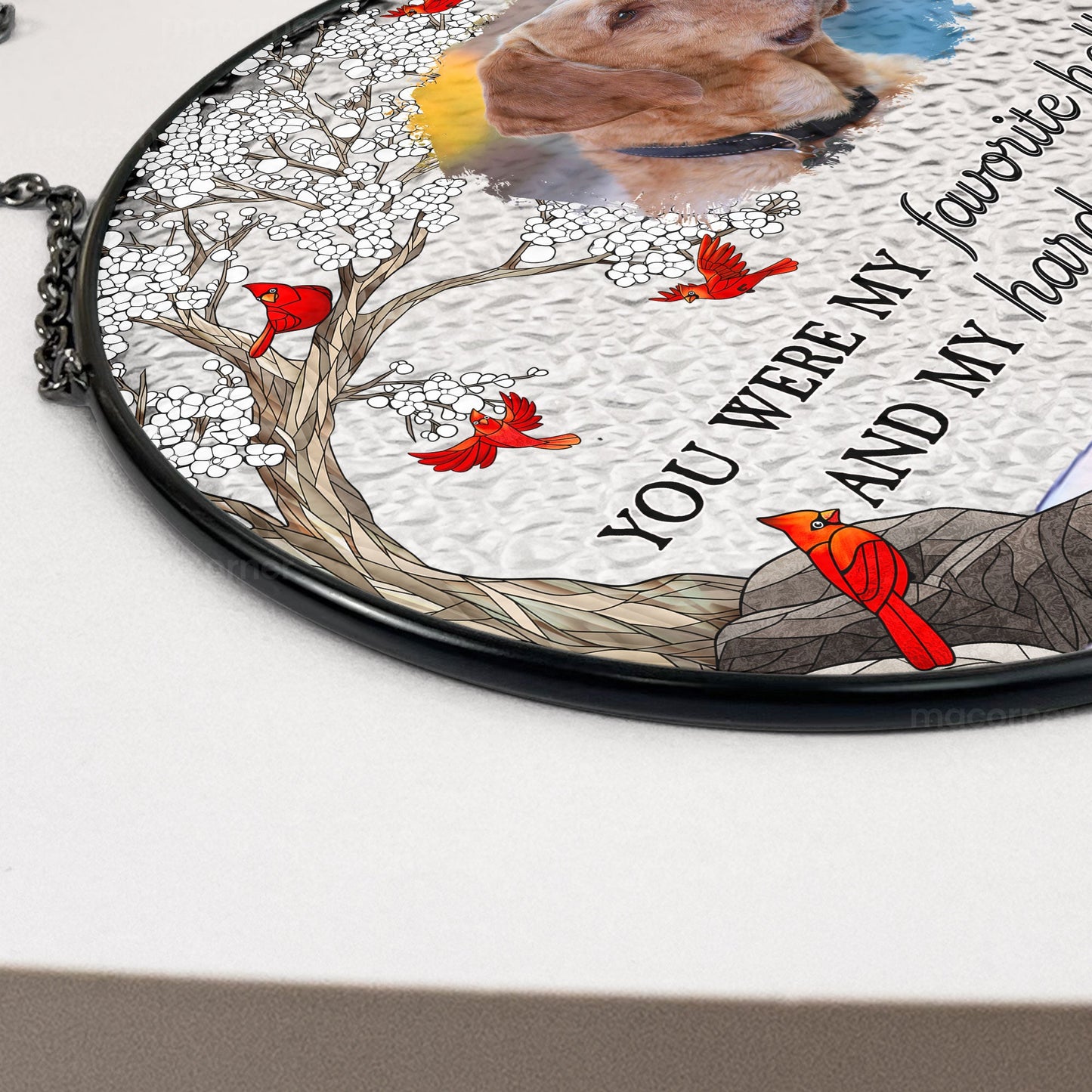pet loss - personalized photo stained glass window hanging suncatcher
