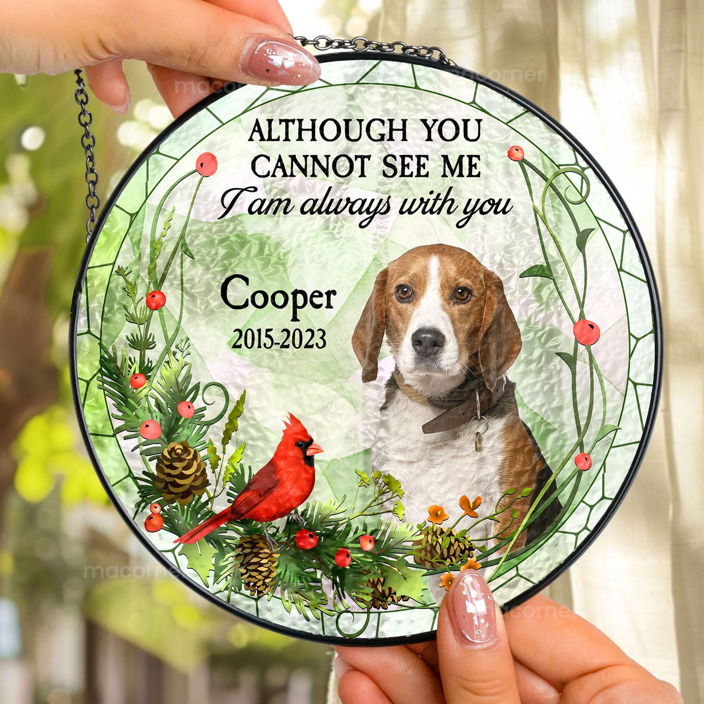 pet memorial in my heart - stained glass photo suncatcher for loving tribute to cherished pets