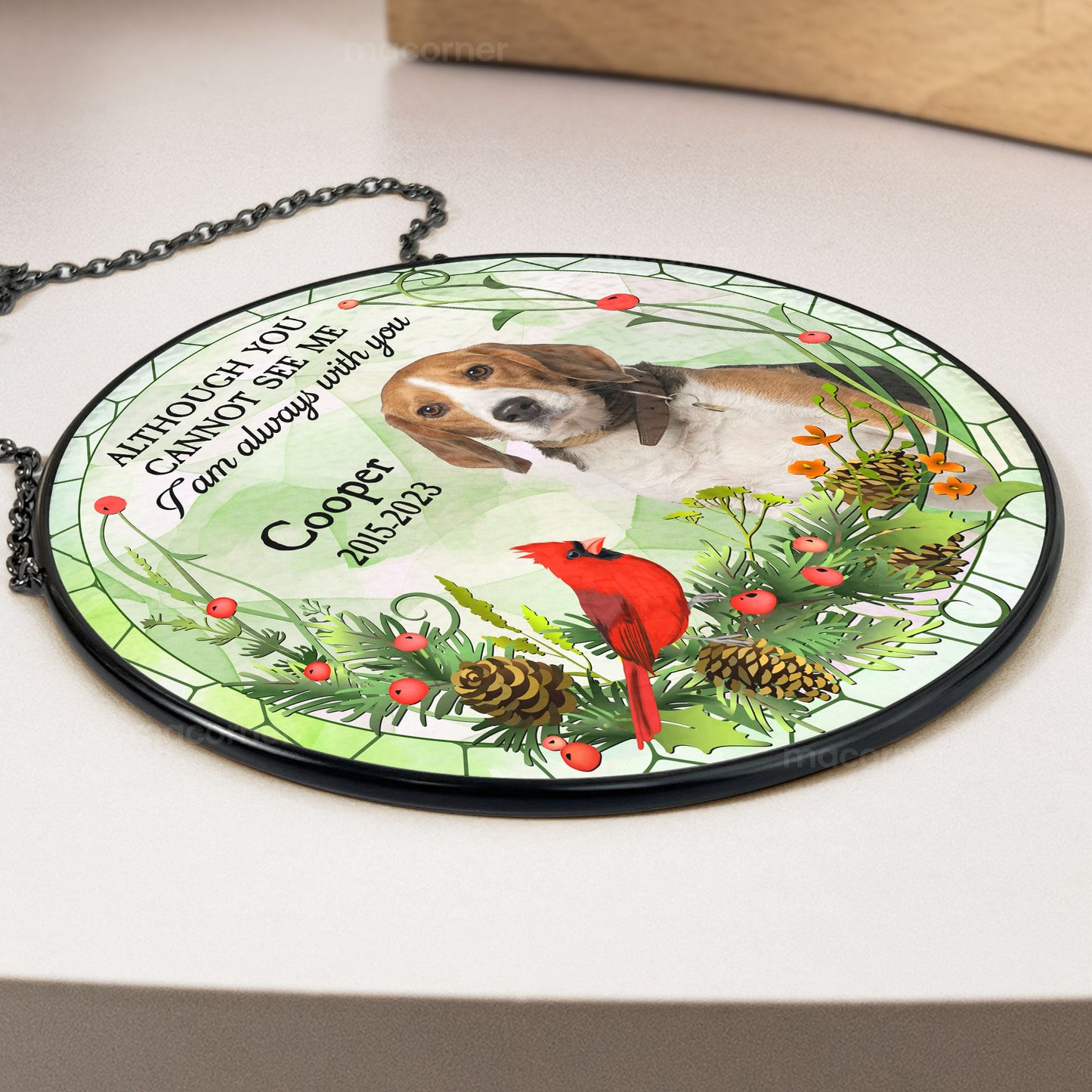 pet memorial in my heart - stained glass photo suncatcher for loving tribute to cherished pets