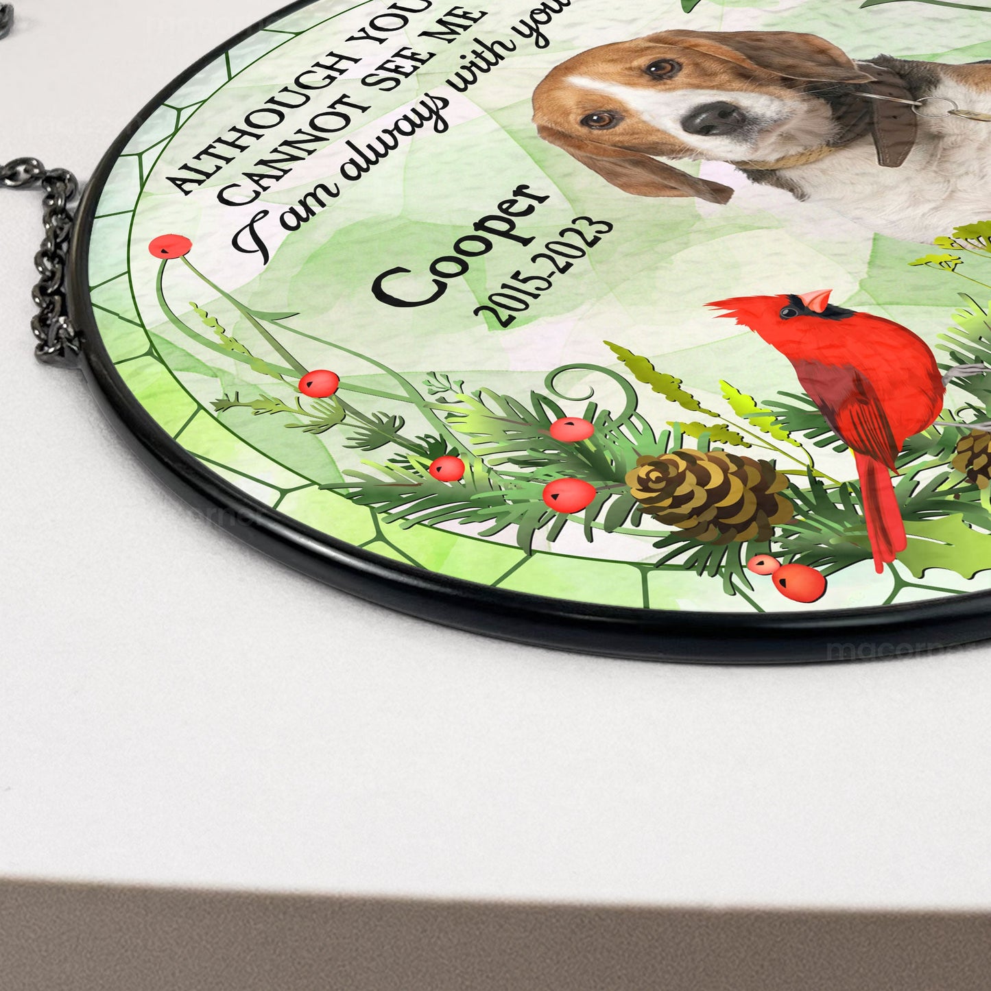 pet memorial in my heart - stained glass photo suncatcher for loving tribute to cherished pets