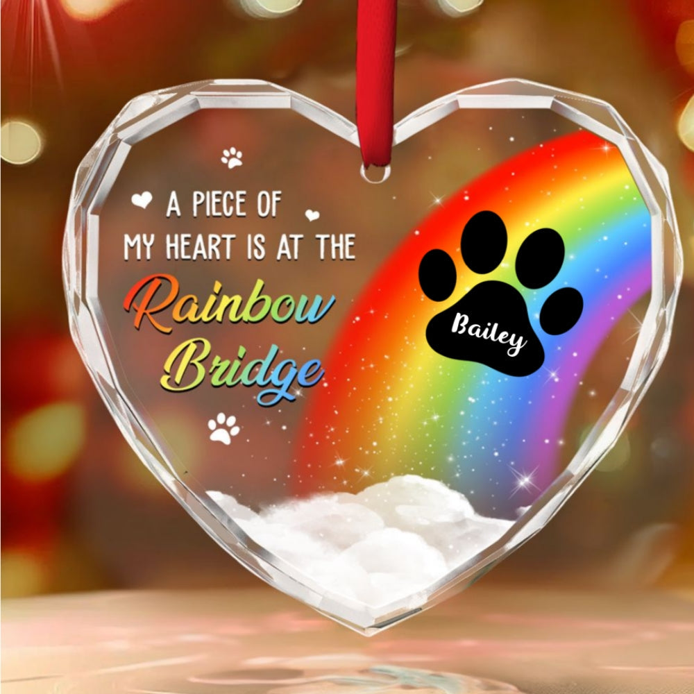 piece of dog mom heart - custom glass ornament for home decor