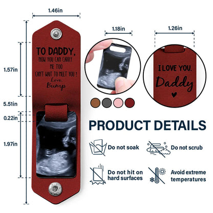 Custom Photo Now You Can Carry Me Too Leather Keychain - Gift For Dad, Father, New Parents - Portable Keepsake, Vintage Cowhide, Multi-Functional, Personalised Design