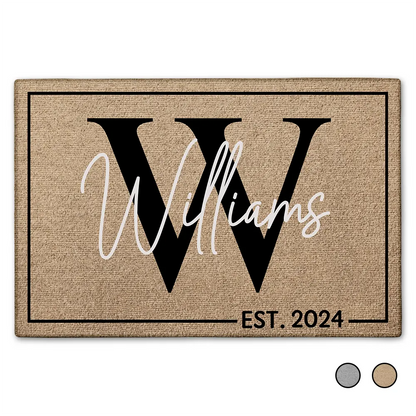 Monogram Family Name - Personalized Doormat for Home Entryway, Durable Rubber Base, Custom Family Welcome Mat, Ideal Housewarming Gift, Size Options Available