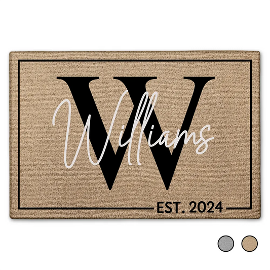 Monogram Family Name - Personalized Doormat for Home Entryway, Durable Rubber Base, Custom Family Welcome Mat, Ideal Housewarming Gift, Size Options Available