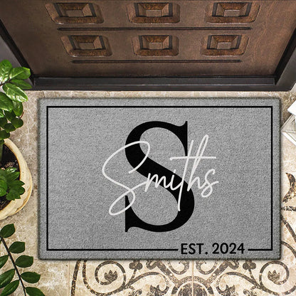 Monogram Family Name - Personalized Doormat for Home Entryway, Durable Rubber Base, Custom Family Welcome Mat, Ideal Housewarming Gift, Size Options Available
