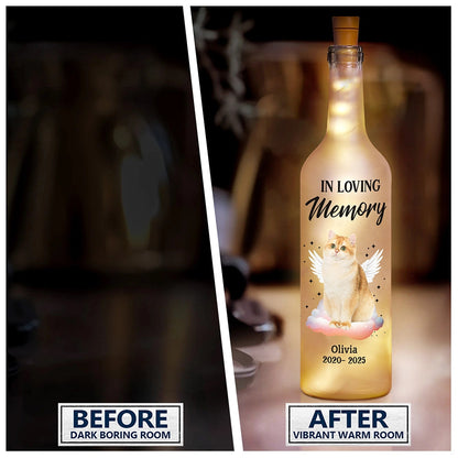 Custom Photo Your Light Will Always Shine In My Heart Bottle Light - Heartfelt Memorial Light for Pet Lovers